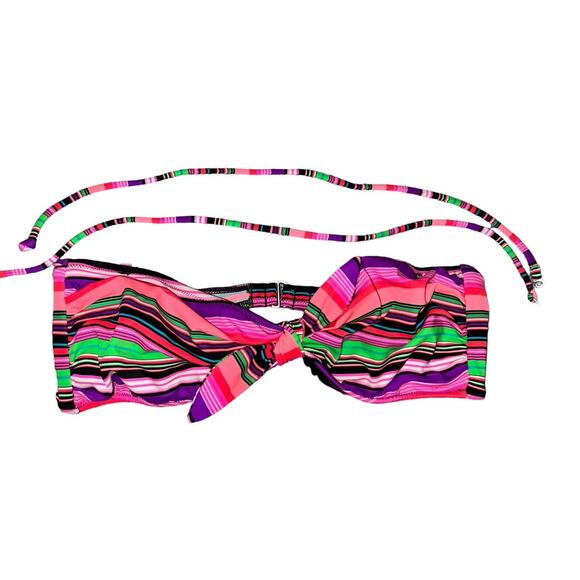 Victorias Secret Swimsuit Bikini Top Large Striped Swim Bathing Suit Strapless - Picture 1 of 7